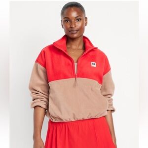 Oversized Performance Microfleece Cropped Half Zip